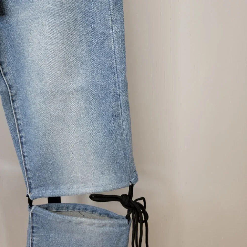 Fashion Nova Tie  Open Knee Jeans - Picture 3 of 7